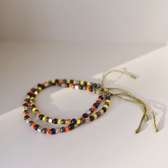 New men's jasper & sterling silver & Orange hand woven 3 pieces set bracelets - Picture 9 of 9